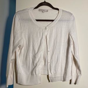 Loft cropped off-white cardigan